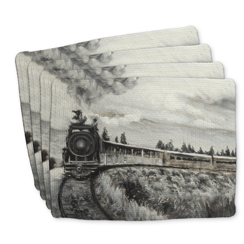 Ensemble de 4 napperons en polyester tressé à vapeur