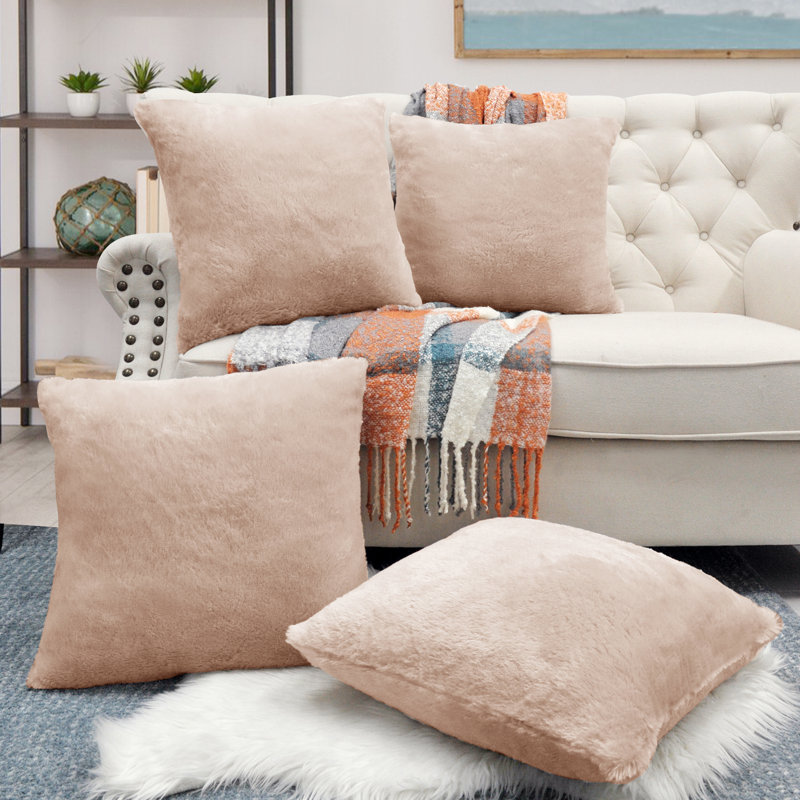 Housse de coussin réversible en fausse fourrure, Clair de lune