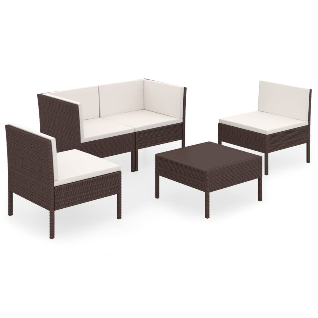 4-Sitzer Lounge-Set Jeslynn aus Polyrattan mit Polster