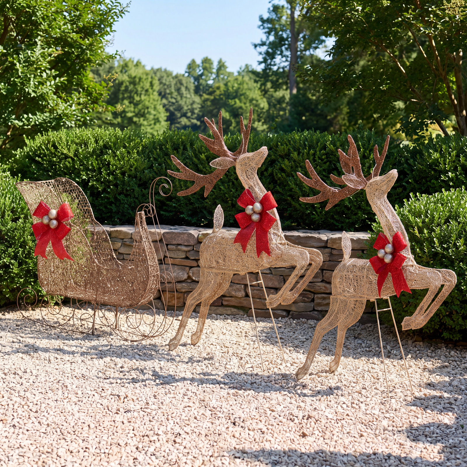The Holiday Aisle® Lighted Reindeer and Sleigh