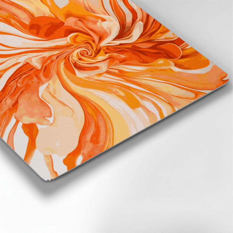 Aquarelle abstraite, art mural en métal orange 10, H 12 po x l 12 po