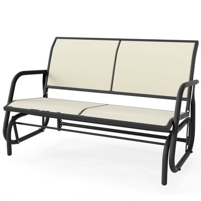 Banc oscillant d'extérieur de patio, causeuse en filet respirant à dossier haut, balancelle en métal pour la cour et le porche