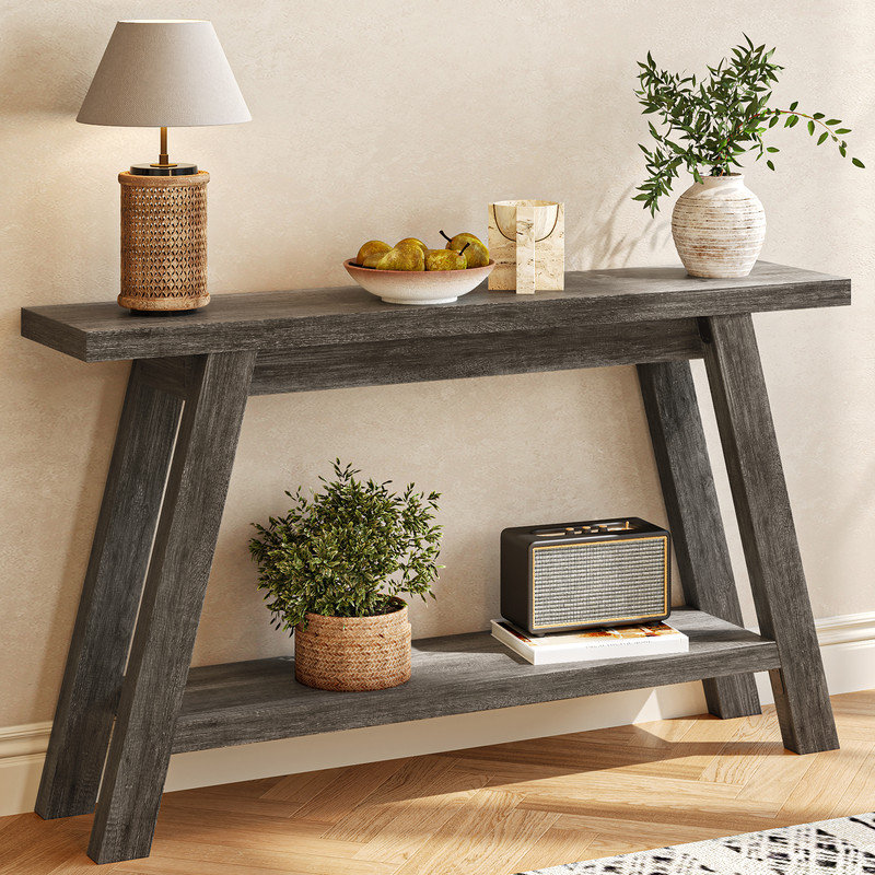 Console rustique de 54 po, table d'entrée étroite, Gris