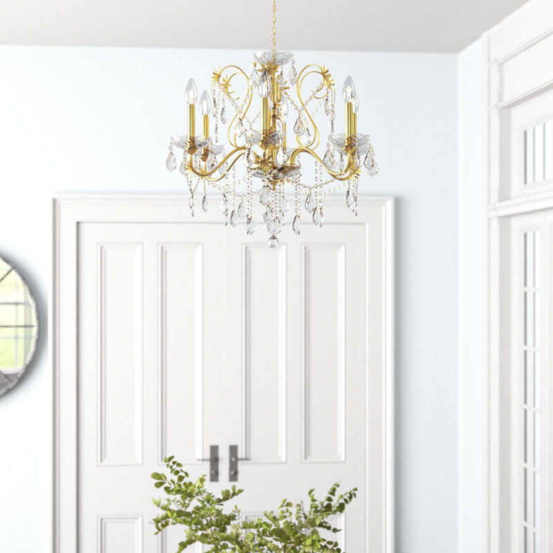 Monroe 6 - Light Dimmable Classic / Traditional Chandelier, Gold, Elegant Cut