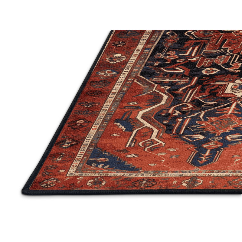 Tapis persan noir lavable à la machine, Rectangulaire 2 pi x 3 pi