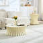 Table basse vintage en fibre de verre 36,02 po + 15,16 po pour la vie moderne, beige et usure, sans assemblage, nécessaire