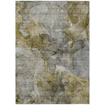 5' X 8' Taupe Brown Abstract Washable Indoor Outdoor Area Rug
