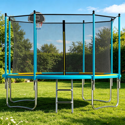 SENCHO GINSYTALIOR Round Backyard Trampoline with Safety Enclosure