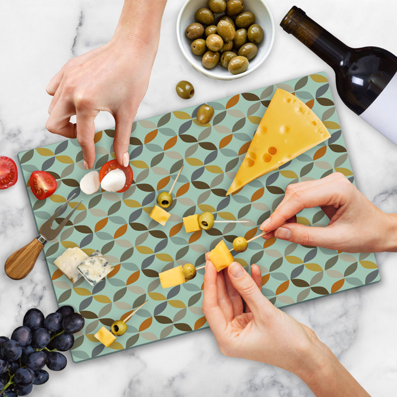 Ambesonne Geometric Cutting Board Large Size Angled Cyclic Tile Multicolor