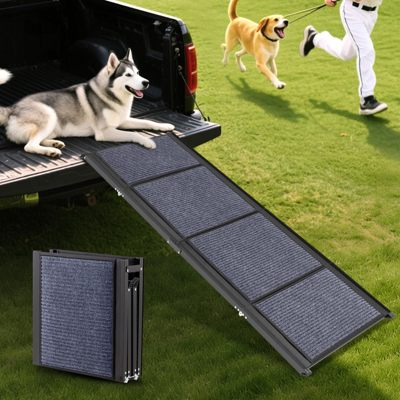 Rampe pliante pour chien en aluminium avec surface antidérapante, H 5,5 po x l 63 po x P 17,3 po