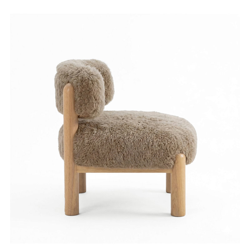 Chaise d'appoint rembourrée en tissu Lana, Brun