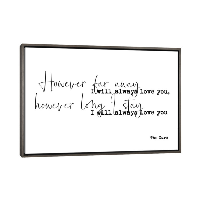 « Love Song »-impression d’art textuel, Pas de tapis, H 26 po x l 40 po x 1,5 po, Toile avec cadre gris