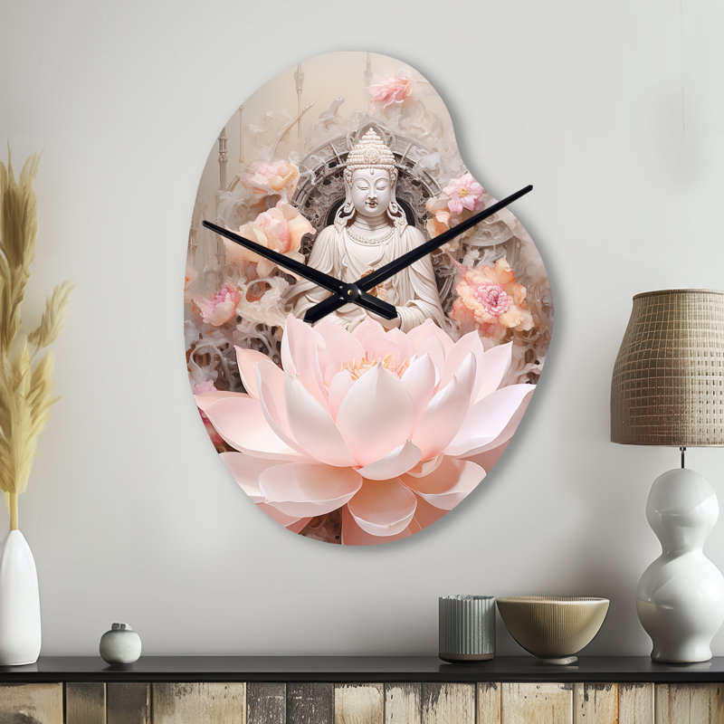 Rose de bouddhisme lotus de la sagesse - horloge murale en forme de bouddhisme unique, horloge murale, Petit