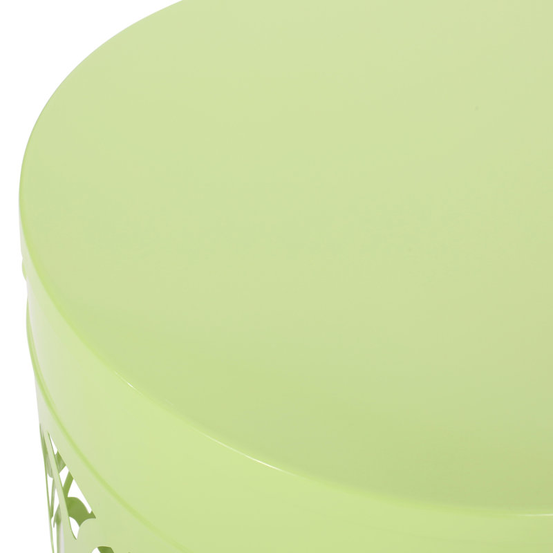 Outdoor Metal End Table - Large. Iron Cut Side For Patio. Powder-Coated Frame. No Assembly. 14.14" X 18.38". 4.54 Lb. Weight Large, Modern Design In . Assembly Required. 18.38