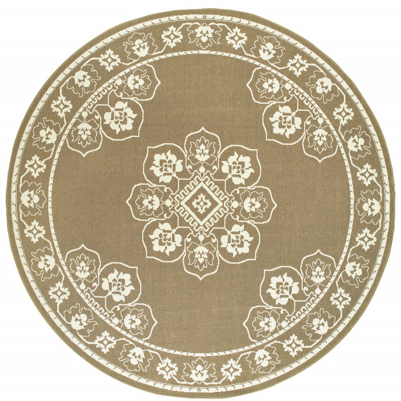 Tapis oriental tissé à la machine Junor , Rond 7 pi 10 po