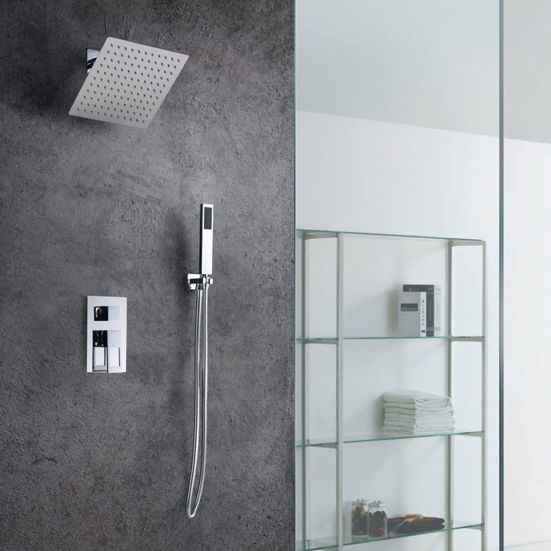 Système de douche complet avec valve en laiton Sumerain Rainfall, robinet de douche mural avec douche à main, Chrome