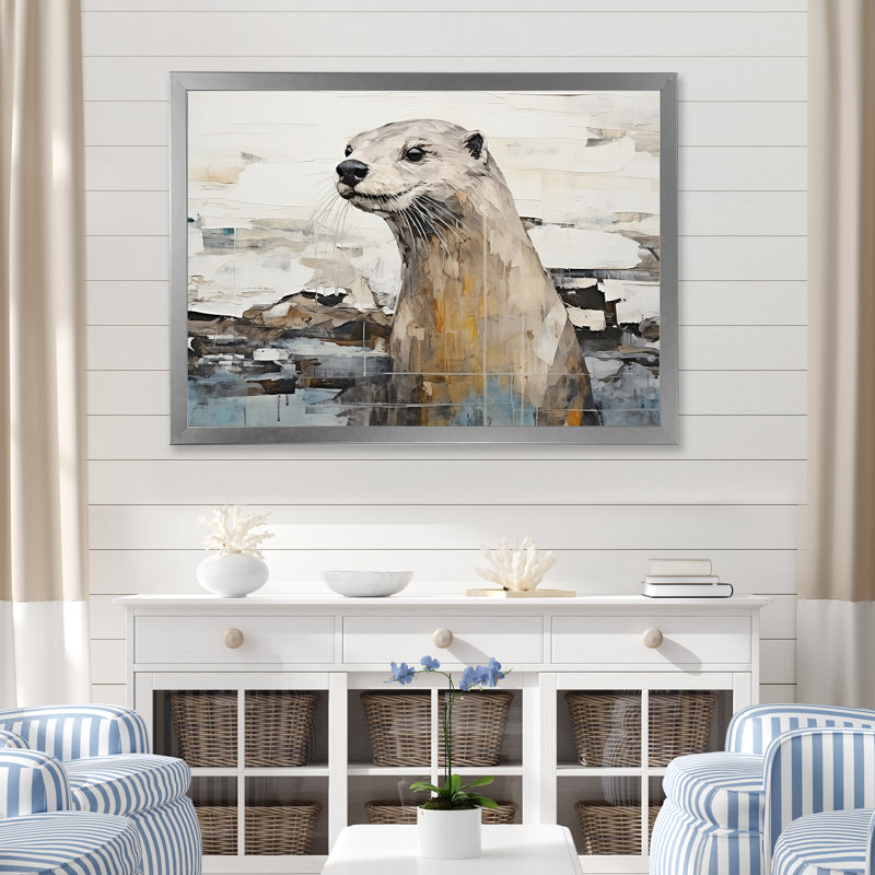 «Otter Playfulness Magic» sur toile, Cadre photo argenté, H 34 po x l 44 po x P 1,5 po