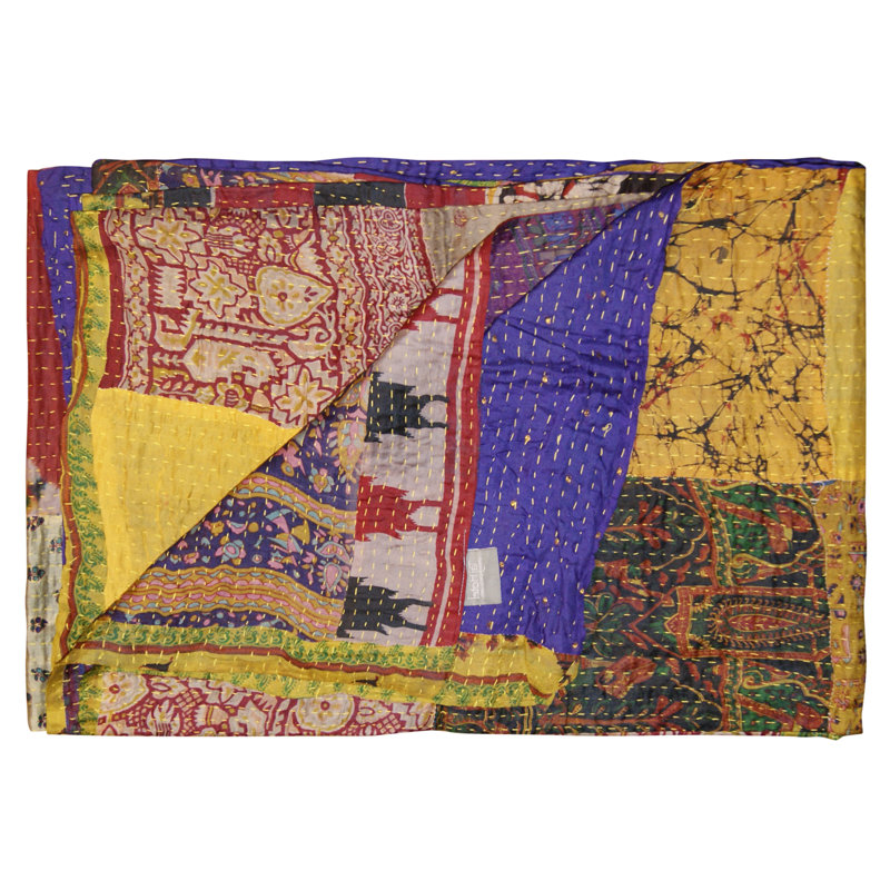 Jeté en soie Kantha Eclectic