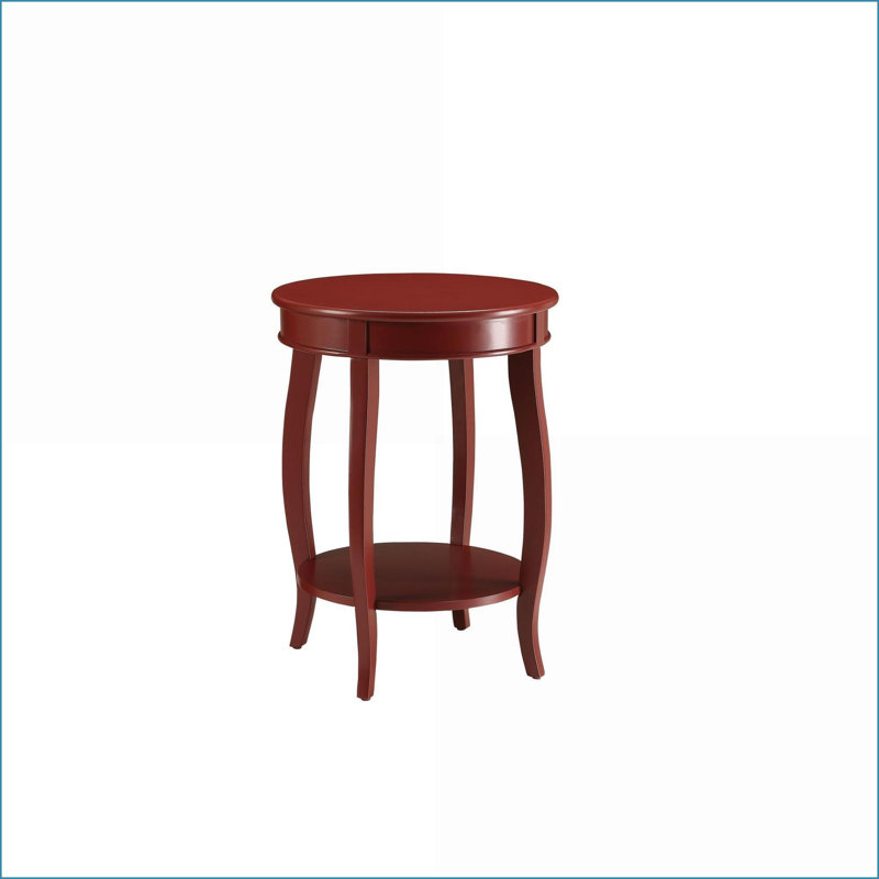 Table basse en bois rouge Alberta avec pieds en cabriole et amp; Tablette inférieure, peu encombrante pour le salon, Rouge