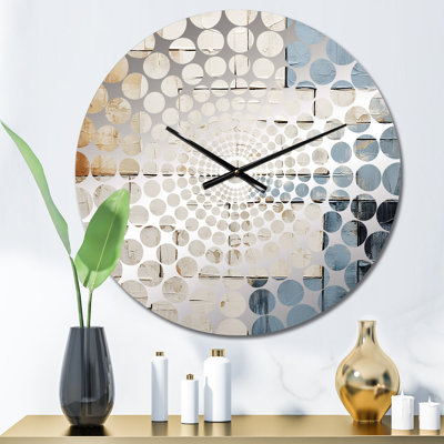 Horloge murale abstraite bleue et blanche Minimalisme II