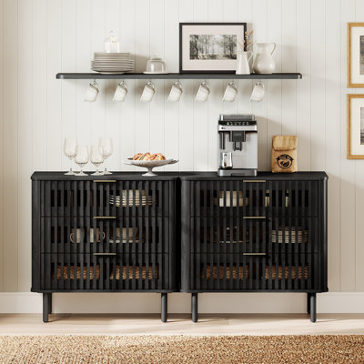 Sideboard Buffet Cabinet with Storage, Kitchen Cabinet, Black