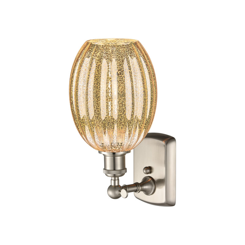 Eladia Steel Armed Sconce, Clear / Satin Nickel