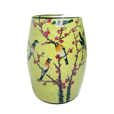 Flower and bird ceramic stool by Fleur De Lis Living