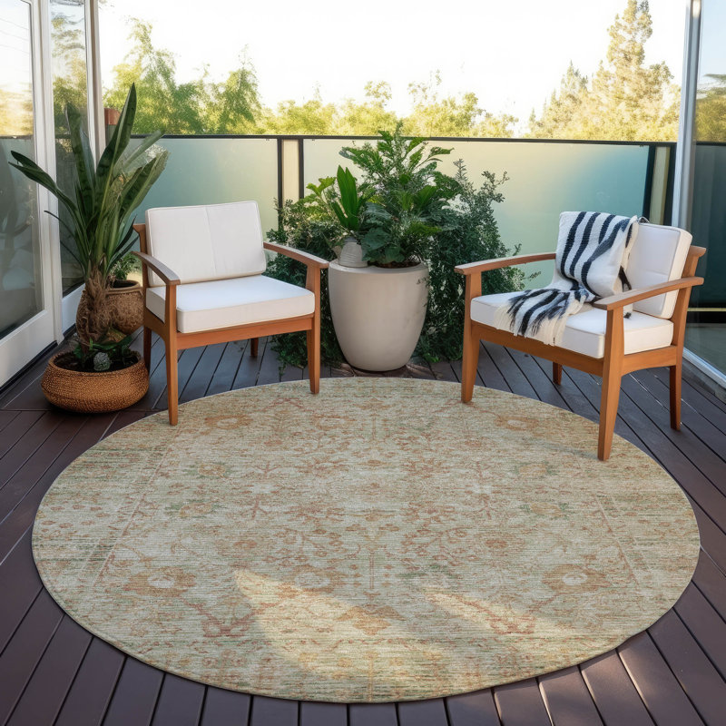Vilnius Beige Washable Indoor-Outdoor Rug - , 8' x 8'