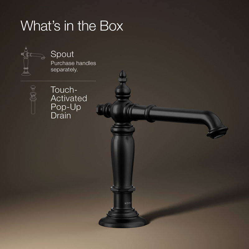 Artifacts® Widespread Bathroom Faucet with Drain Assembly, Matte Black