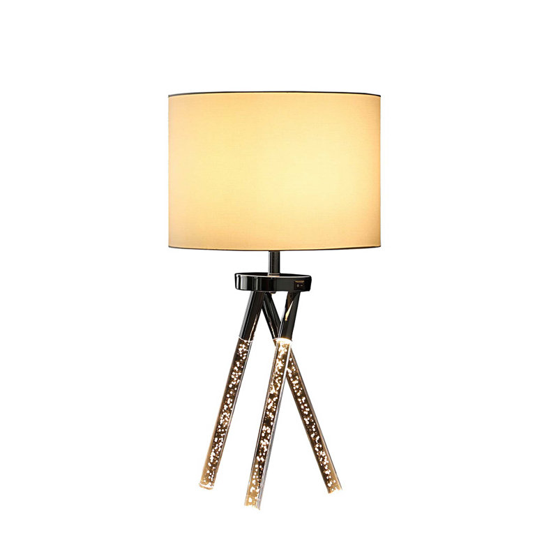 26.25" In Mid Century Birgit Led Acrylic Tapered Legs Silver Metal Table Lamp