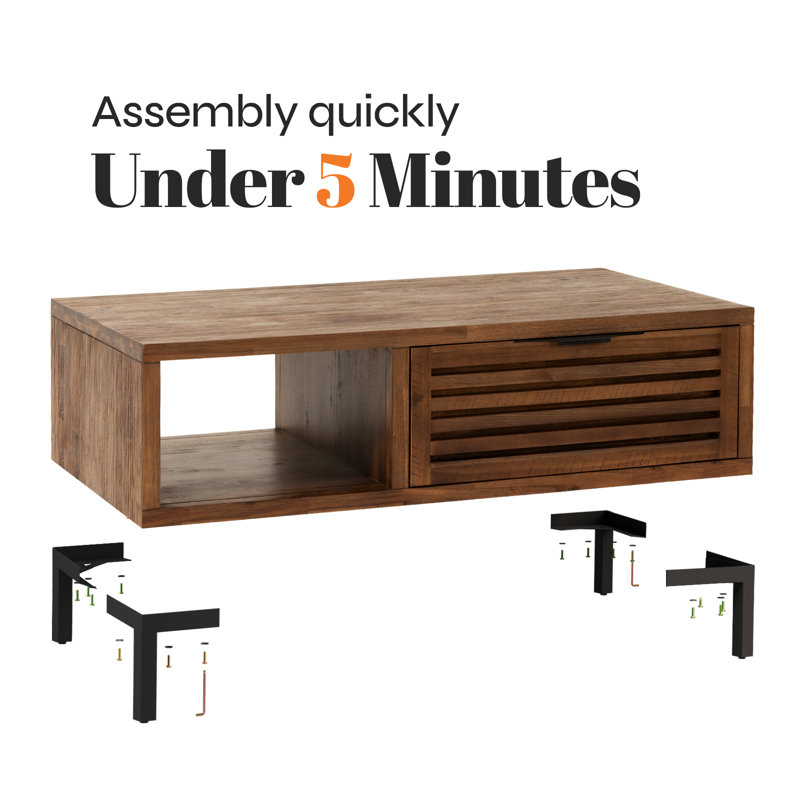 Miller Wood Coffee Table with Storage - Rustic Chestnut