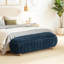 Banc d'appoint ovale rembourré de 55 pouces avec rangement, couvercle rabattable et pieds en bois massif-1414967719