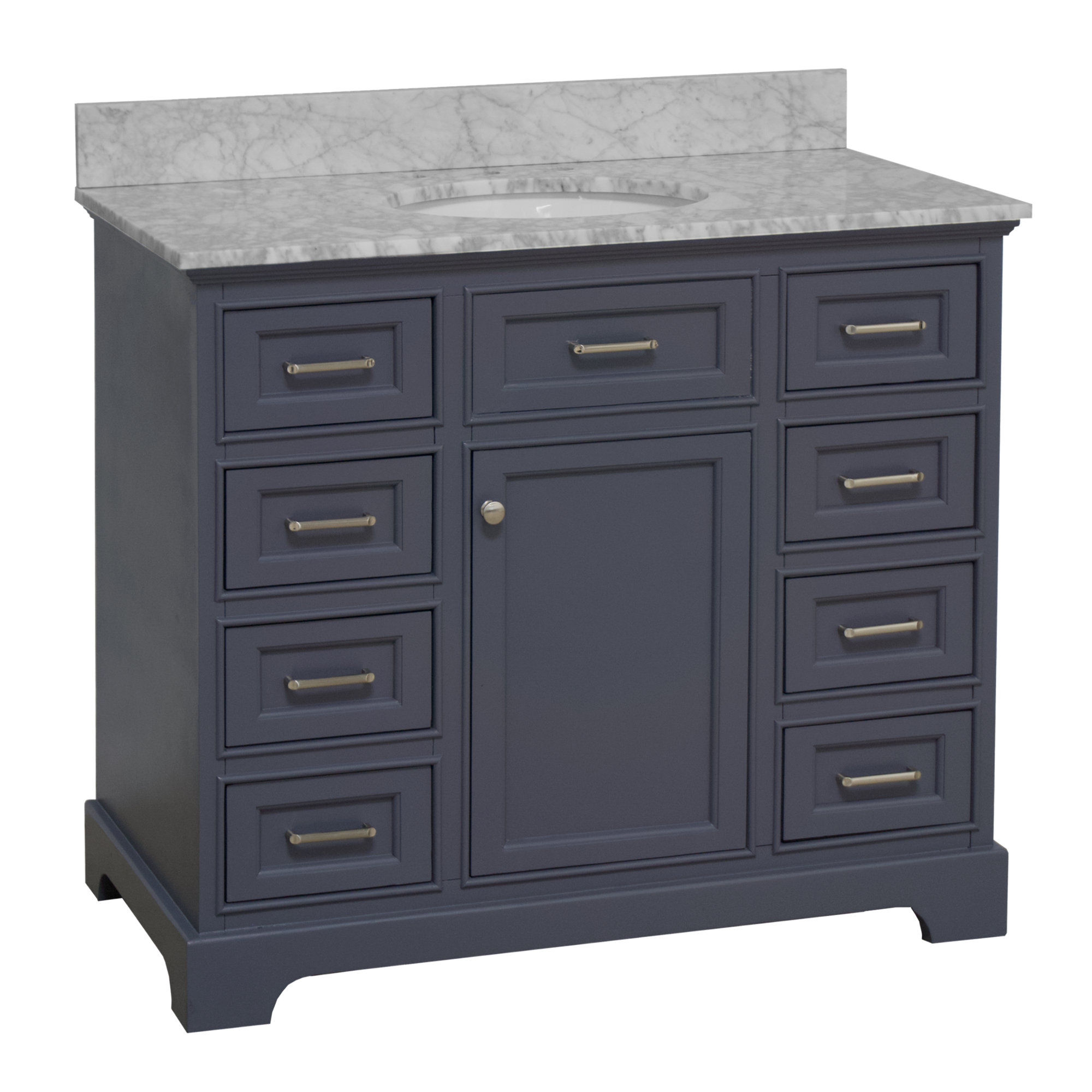 Ronnie 42'' Single Bathroom Vanity, Charcoal Gray, Carrara Marble