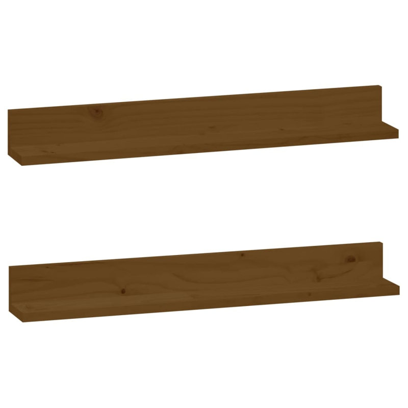 Solid Wood Floating Shelf, 9cm H x 80cm W x 11cm D, Honey Brown