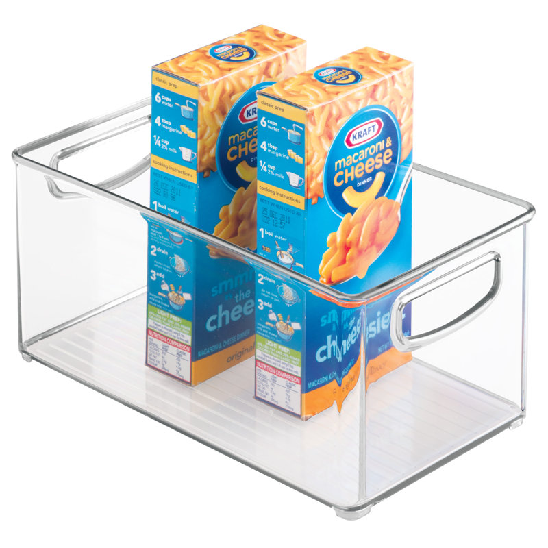 Boîte de rangement en plastique avec poignées pour la cuisine iDesign, paquet de 3, transparent