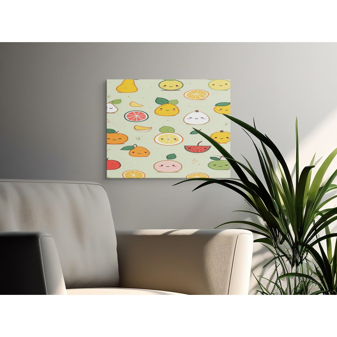 Cute Kawaii Fruit Pattern Canvas Print