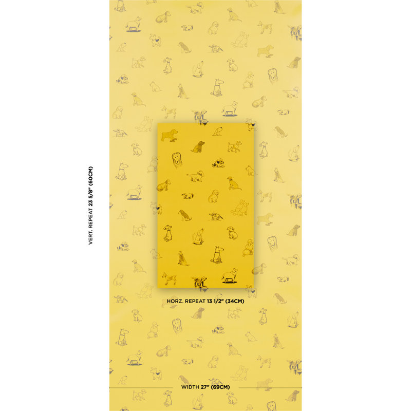 Schumacher X The New Yorker Good Dogs Everywhere Wallpaper, Taxi-Cab Yellow
