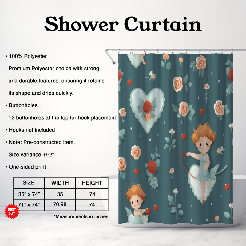 Rideau de douche Heartfelt Deity - Premium, H 74 po x l 71 po