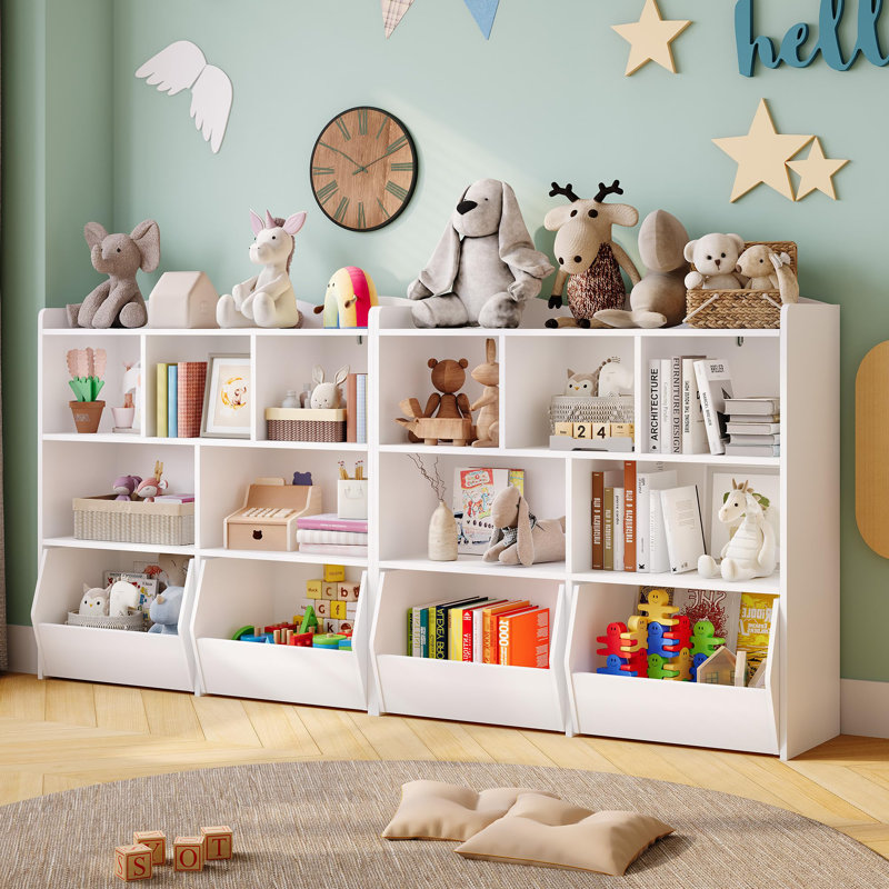 Rangement pour jouets avec tiroirs mobiles, bibliothèque pour enfants