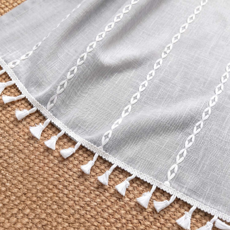 Rideaux filtrants décontractés à franges, L 52 po x L 108 po, Gris