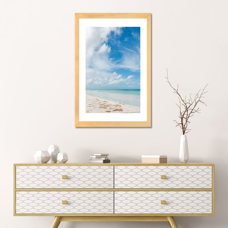 «Florida Ocean View X» par Bethany Young - reproduction de photo, H 24 po x l 16 po x P 1 po, Toile avec cadre en bois beige