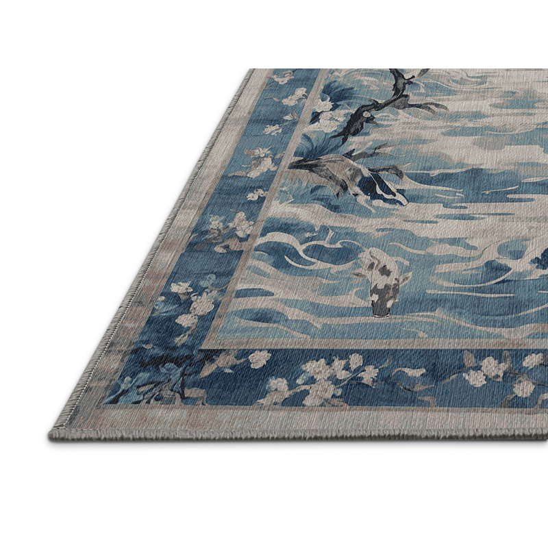 Machine Washable Gray Area Rug, Runner 2' x 4'