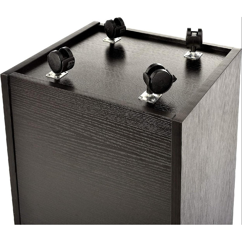 Black Mobile Wood Roll File Cabinet with 20 Slots
