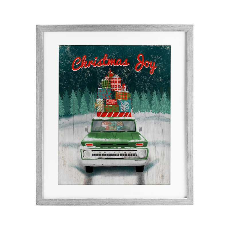 «Christmas Joy», impression par camion rustique sous verre, conception de Jilly Jack Designs, H 16 po x l 13 po
