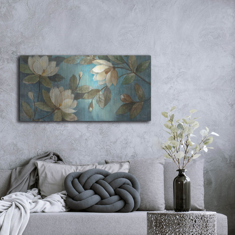 «Floating Magnolias» par Albena Hristova, art mural en métal, H 24 po x l 48 po