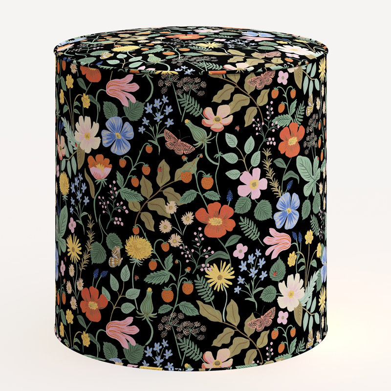 Billie Ottoman, Rpc Stawberry Fields Black Linen