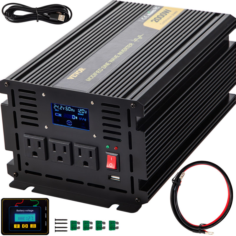 Onduleur de puissance, onduleur sinusoïdal modifié de 2000 W, courant continu 24 V à CA