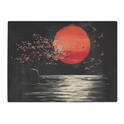Japanese Sunset  Glass Chopping Board