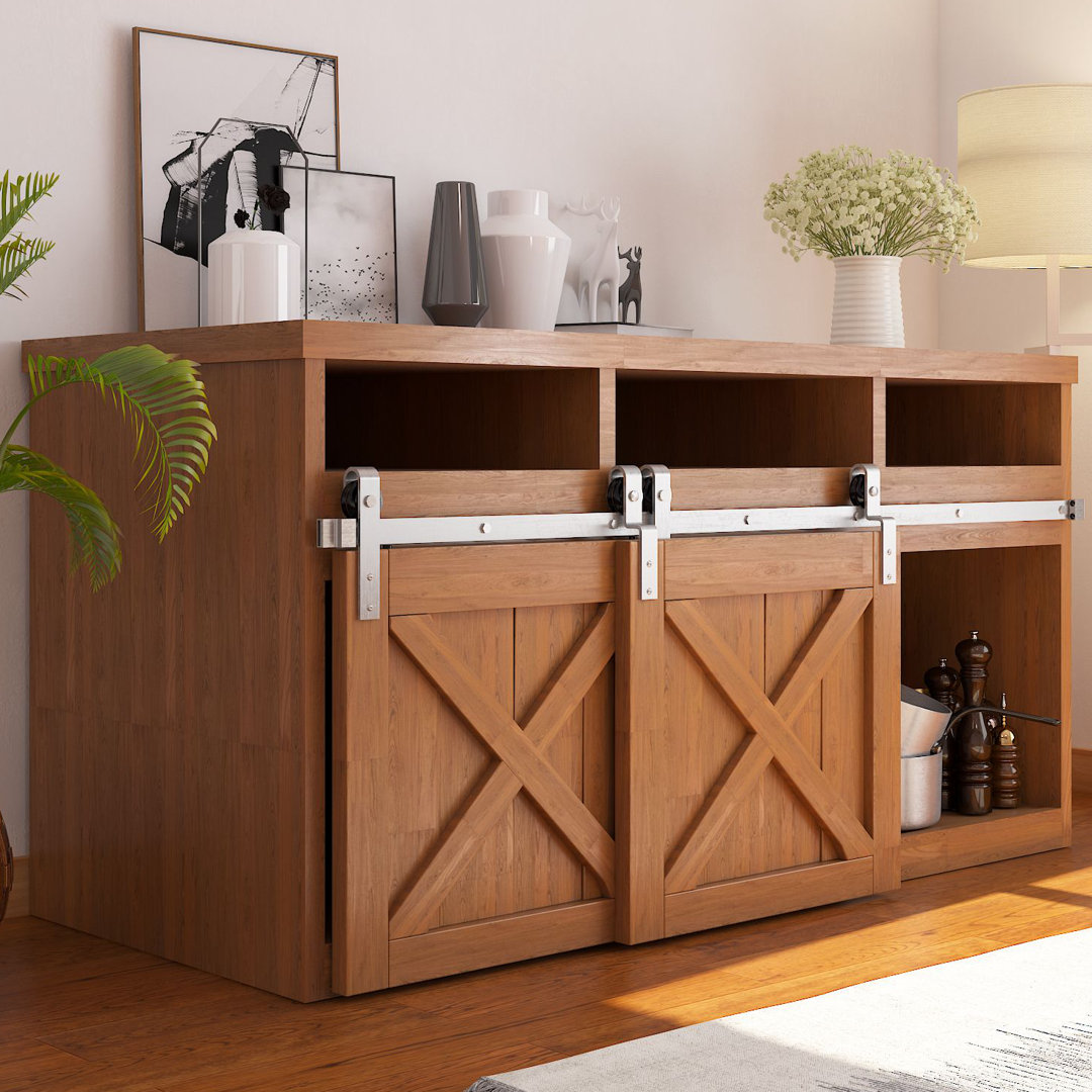 Mini Brushed Nickel Classic Design Single Track Bypass Two Door Hardware Kit For Cabinet Use( Cabinet Not Included) Homacer Track 