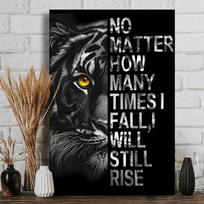 Modern Tiger Face with Yellow Eye Graphic Design Style Stretched Canvas Print - 24" x 36" x 1"